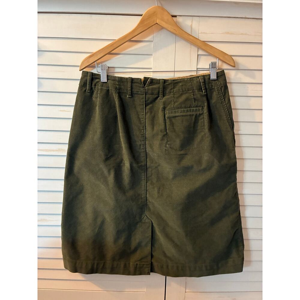 Eddie Bauer Skirt Corduroy ALine Dark Green with Pockets Belt loops Back Slit 10 - Picture 2 of 9